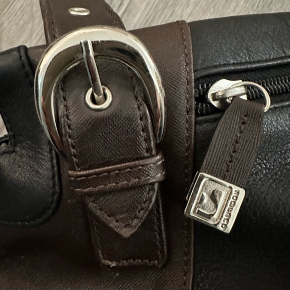 Vintage Soprano Black & Brown Leather Shoulder Bag - Picture 5 of 9